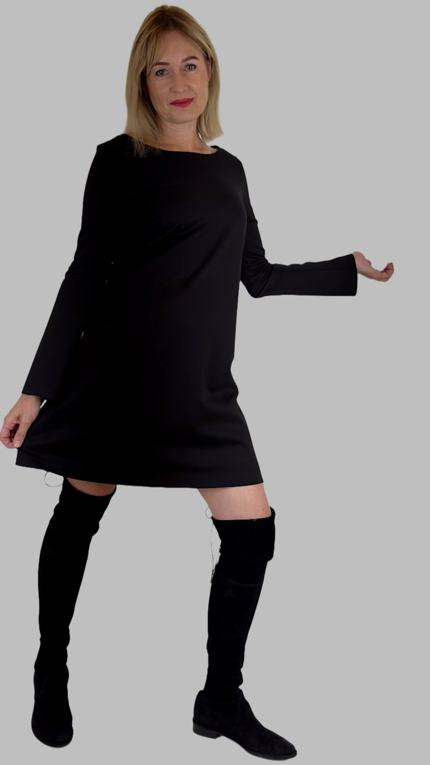  Boat Neck Bell Sleeve Dress
