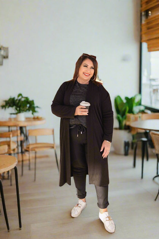 Black longline maxi cardigan