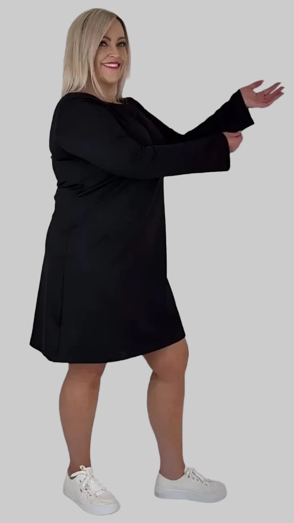  Boat Neck Bell Sleeve Dress side