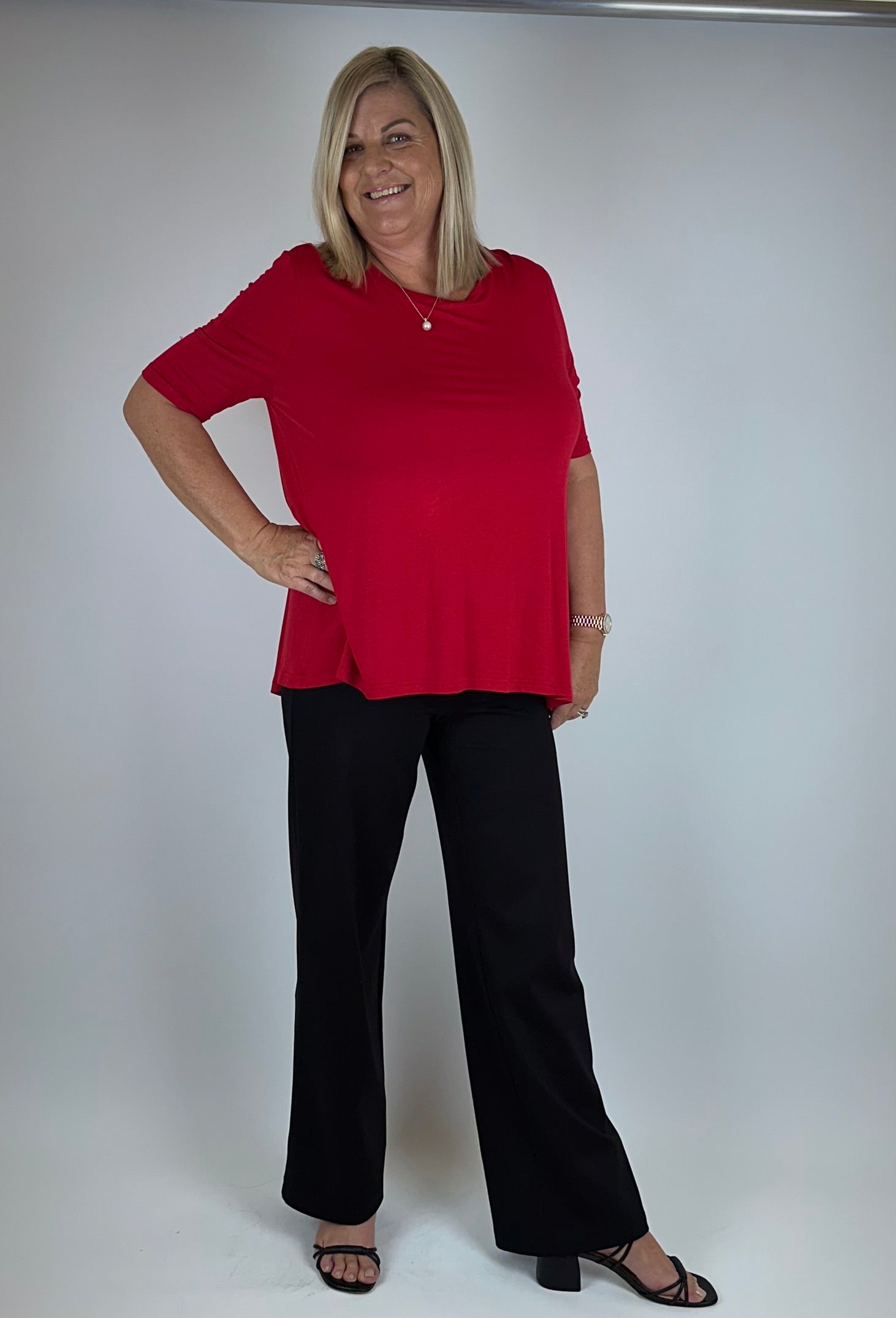 Red A-Line Loose Fit Top front