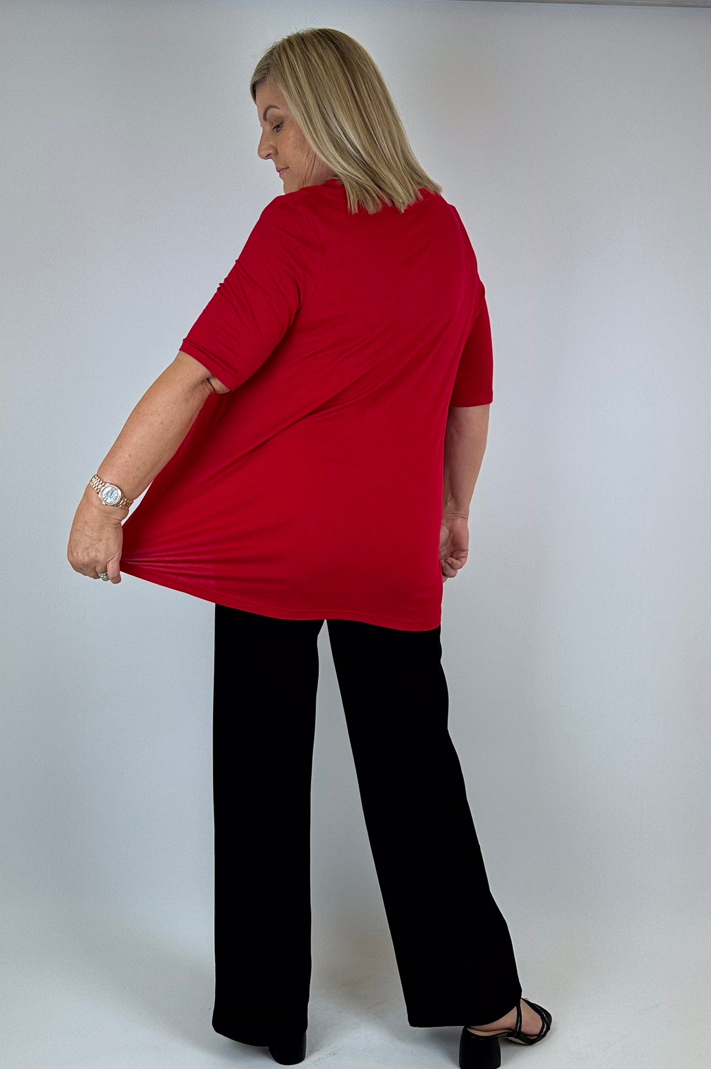 Red A-Line Loose Fit Top back
