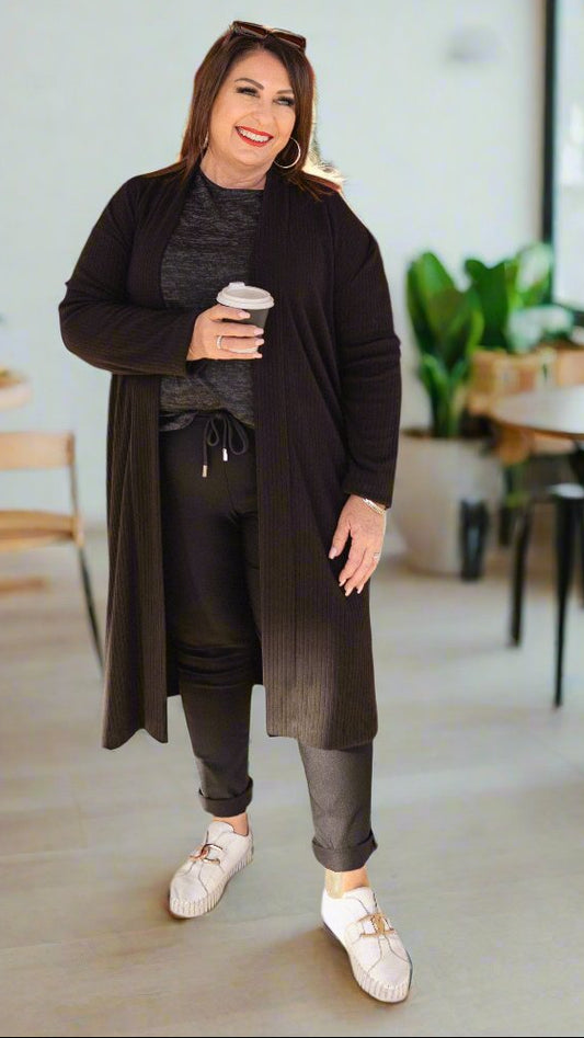 Longline maxi cardigan black