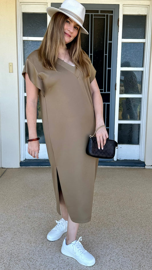 V-Neck Maxi Dress Olive