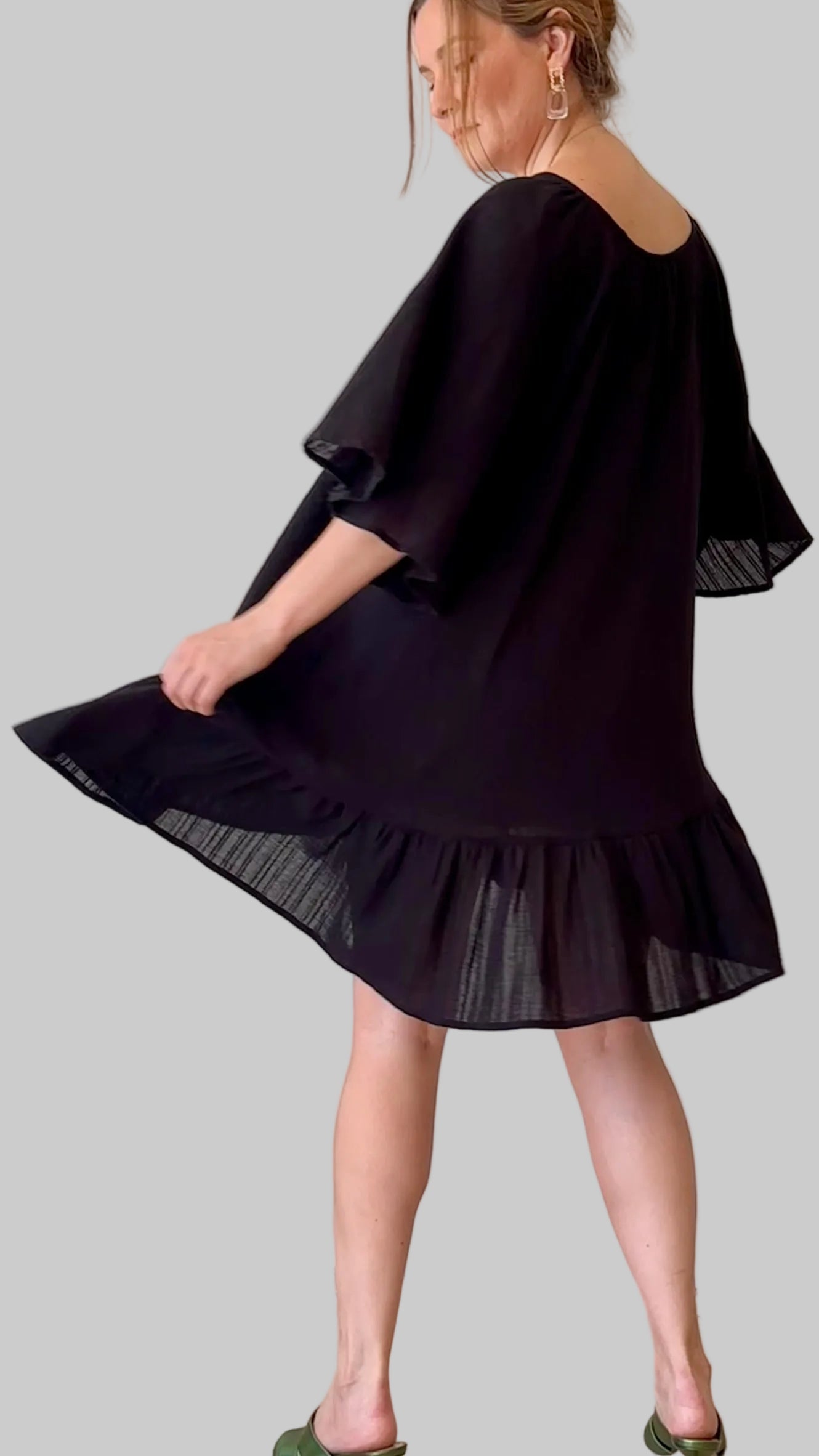 V-neck little black dress back